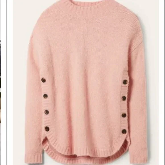 BODEN Fluffy Side Button Jumper Crew Neck Sweater Size 6 Pink Peach - Picture 16 of 16
